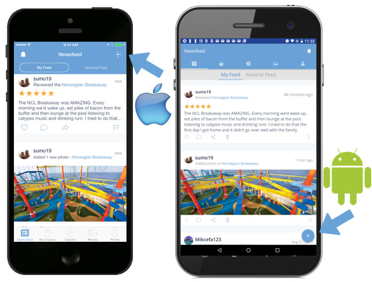Post to Newsfeed Android and iOS