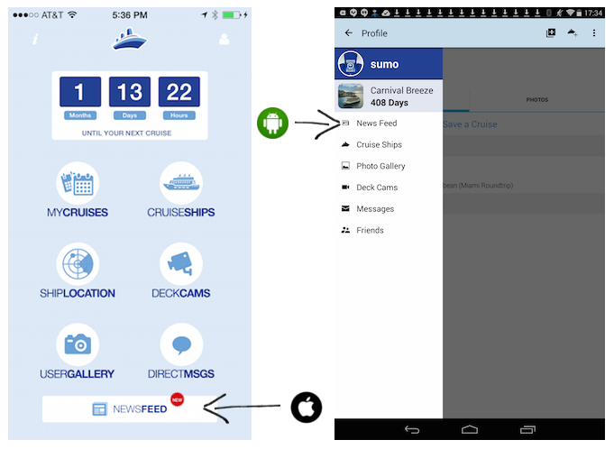 newsfeed menu