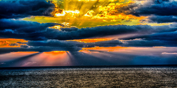 san juan sunset from a cruise ship