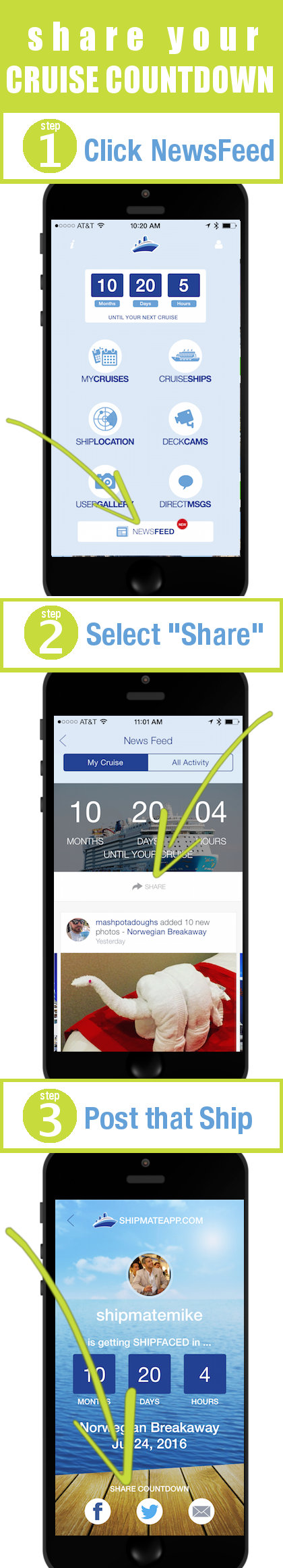share cruise countdown on facebook or twitter